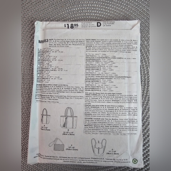 Mc Calls Fashion Accessories M6663 - Picture 2 of 2